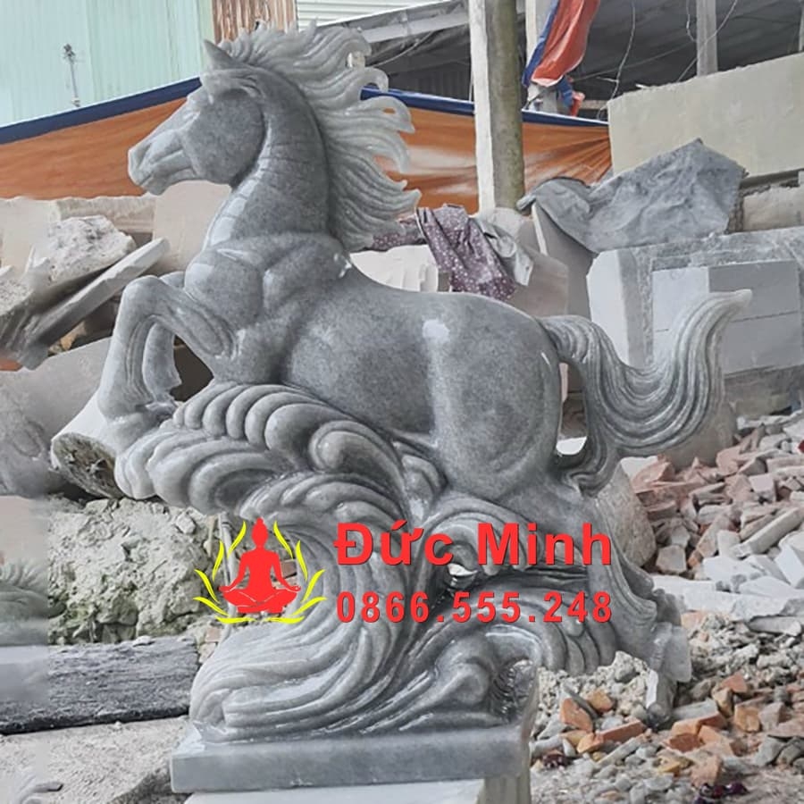 Tượng Ngựa Đá Xám Phi Nước Đại Đẹp