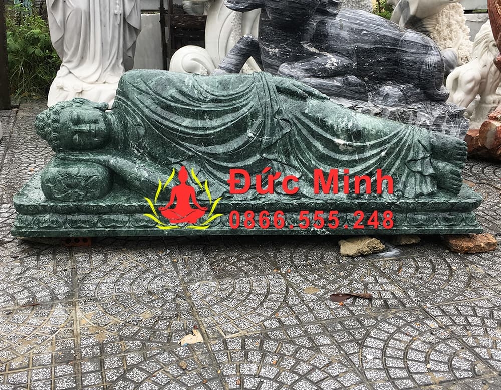 Tượng Phật Nhập Niết Bàn Đá Xanh Napoli Ấn Độ Dài 2m