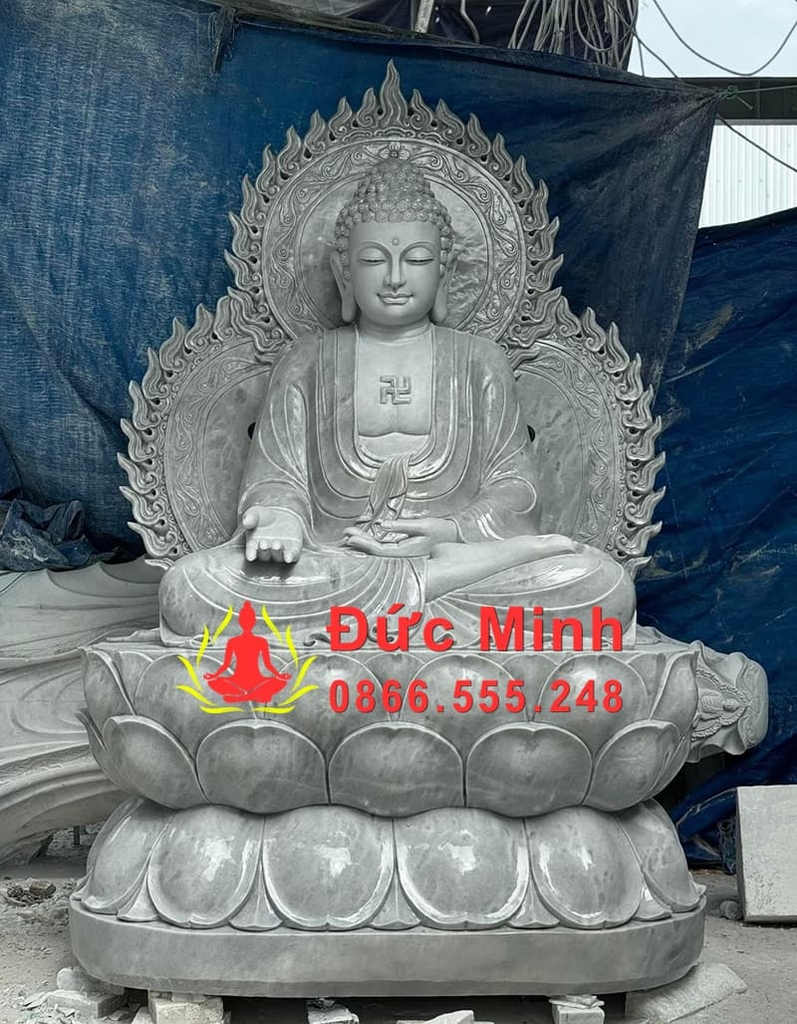 Tượng Phật A Di Đà Đá Cẩm Thạch Xám Đẹp