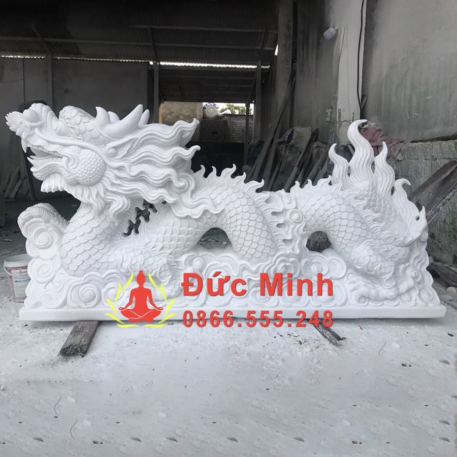 Tượng Rồng Đá Cẩm Thạch Trắng Đẹp Nguyên Khối