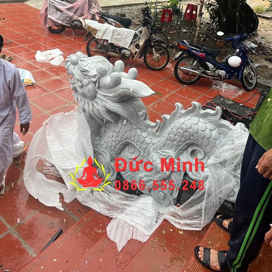 Tượng Rồng Đá Xám Đẹp Để Bậc Tam Cấp, Ngũ Cấp