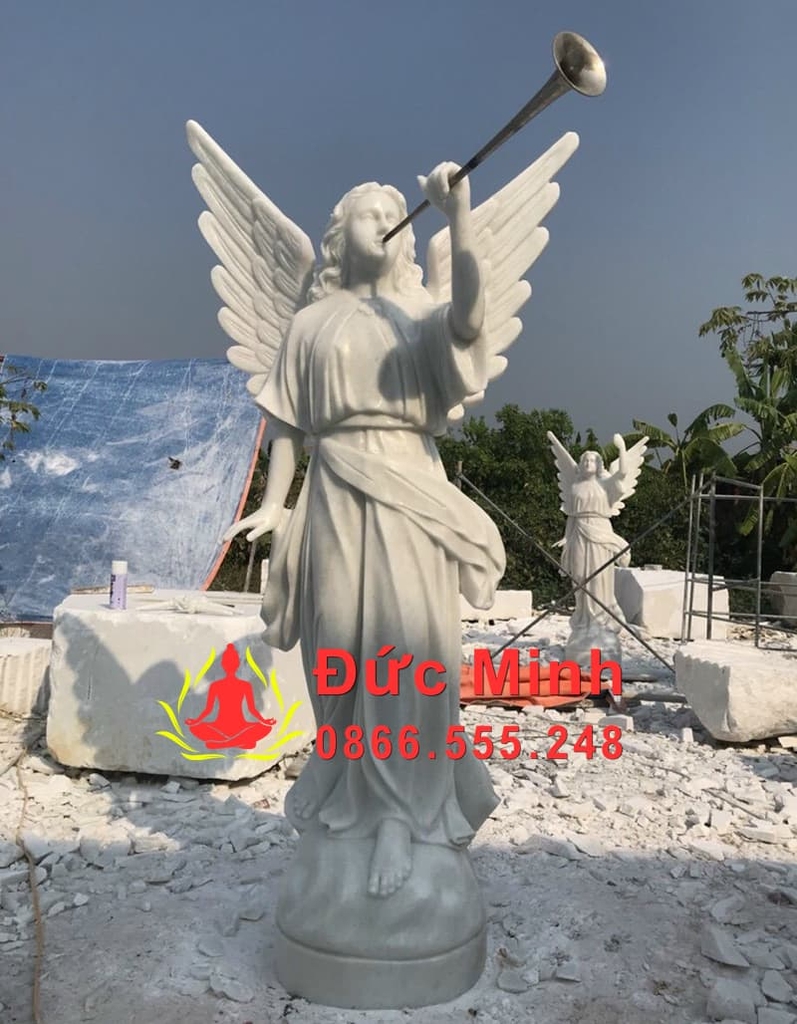 Tượng Nữ Thiên Thần Thổi Kèn Đá Đẹp