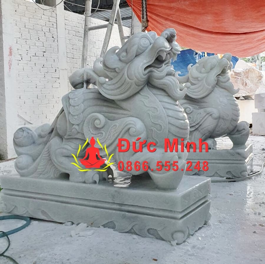 Tượng Tỳ Hưu Đá Cẩm Thạch Nguyên Khối Để Cổng Đẹp