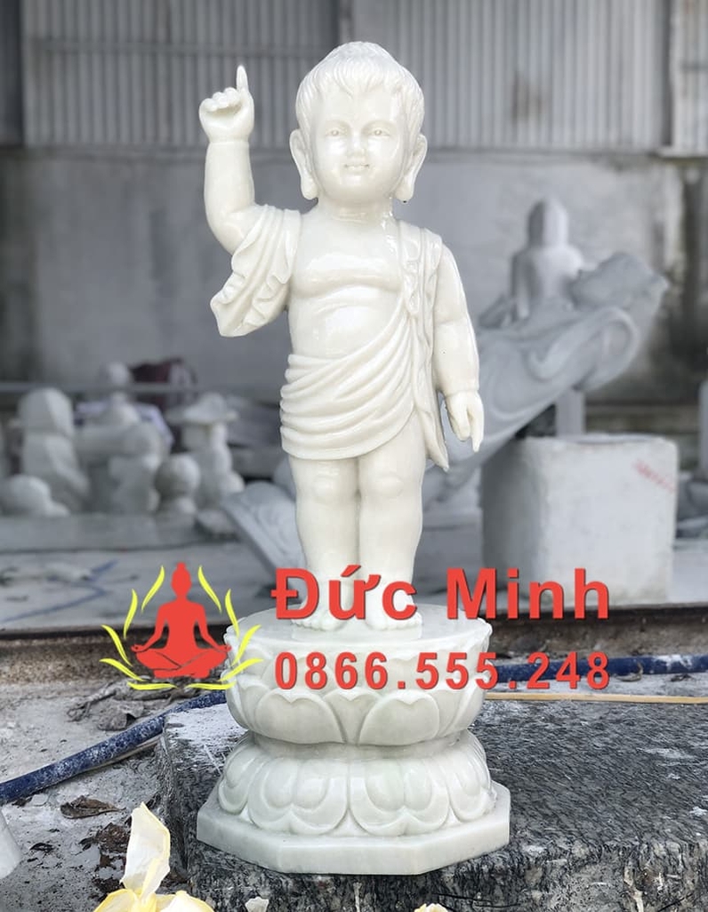 Tượng Phật Đản Sanh Đá Cẩm Thạch Trắng Đẹp