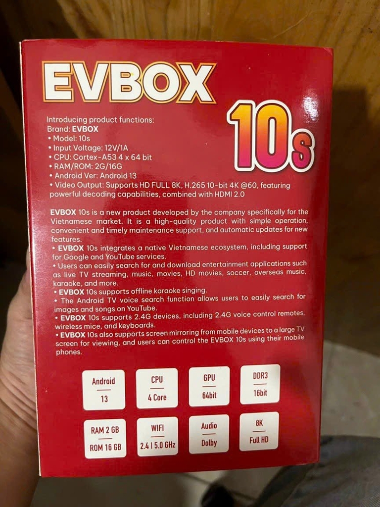 Android Tivi Box EVBOX PRO 10S chuẩn 4K có ĐK giọng nói (Ram 2G)