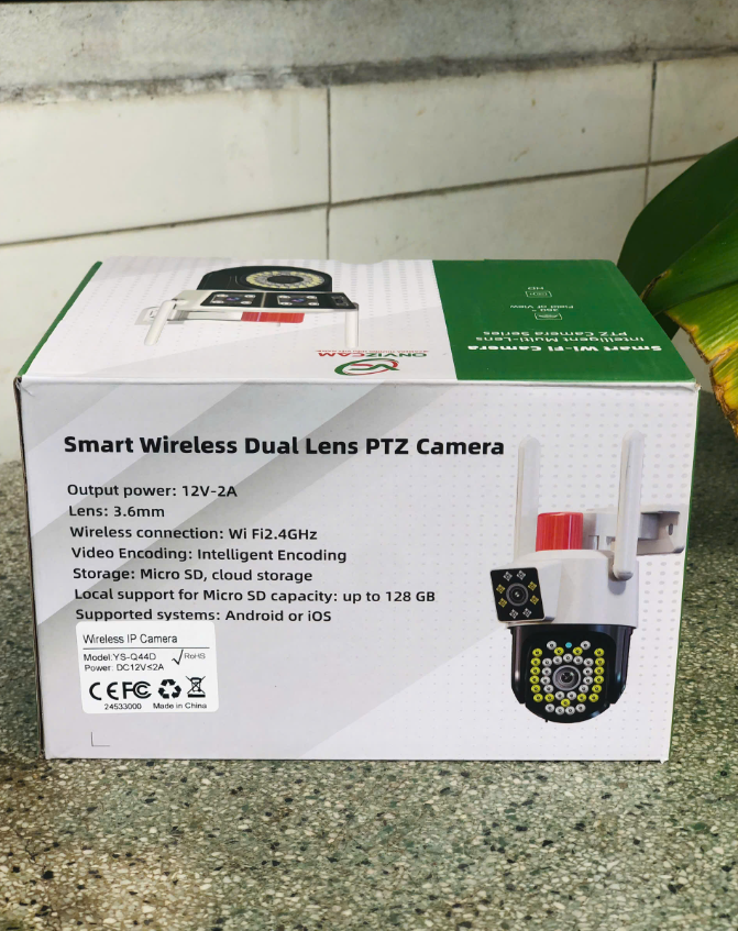 Camera Wifi Yoosee 10MP 2 khung hình Q44D  Đèn báo động đỏ | Ngoài trời | 2 ống kính 2 khung hình (Loại A)