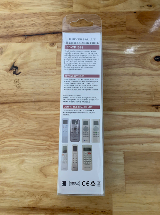 Remote máy lạnh Casper - trắng - nút vuông - ( FD-CP1018 )