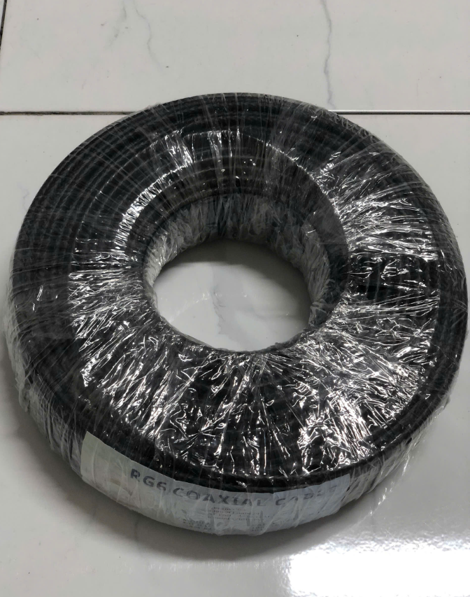 DÂY CÁP 5C RG6 48TIM 100YA, 2 LỚP BẠC (màu đen) Tiêu chuẩn Châu Âu (Cuộn)