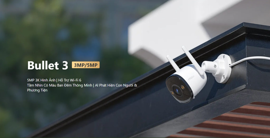Camera Wifi Imou 5MP S3EP 3K (Thân kim loại, 2560×1944, 2.8mm, Có Mic, Đàm thoại 2 chiều, Có màu 24/24, Phát hiện con người - Xe, Góc nhìn 124° (D), Còi hú 110dB, Bullet 3) --- Thay thế Bullet 2 F42FeP