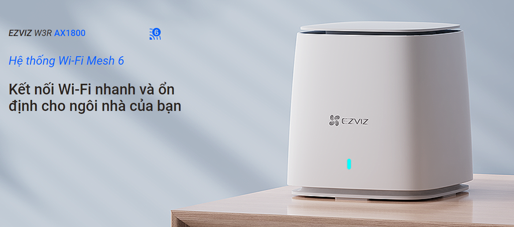 Bộ phát Wi-Fi Mesh 6 Ezviz CS-W3R-R100-X1G8GM, chuẩn AX1800, dùng bổ trợ sóng wifi cho Camera Ezviz