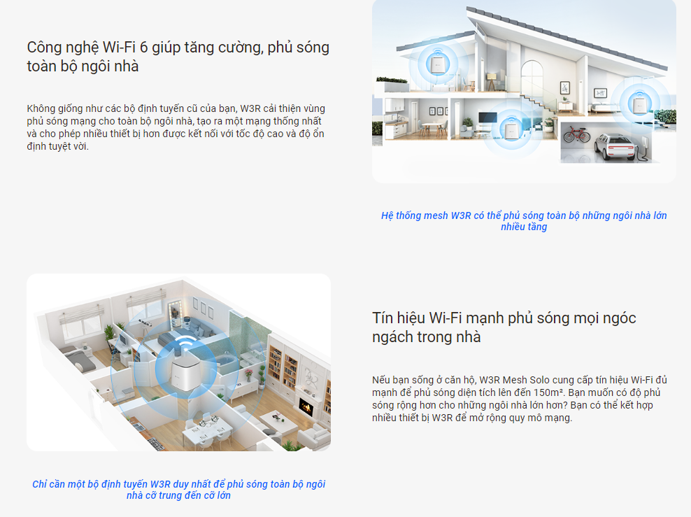 Bộ phát Wi-Fi Mesh 6 Ezviz CS-W3R-R100-X1G8GM, chuẩn AX1800, dùng bổ trợ sóng wifi cho Camera Ezviz