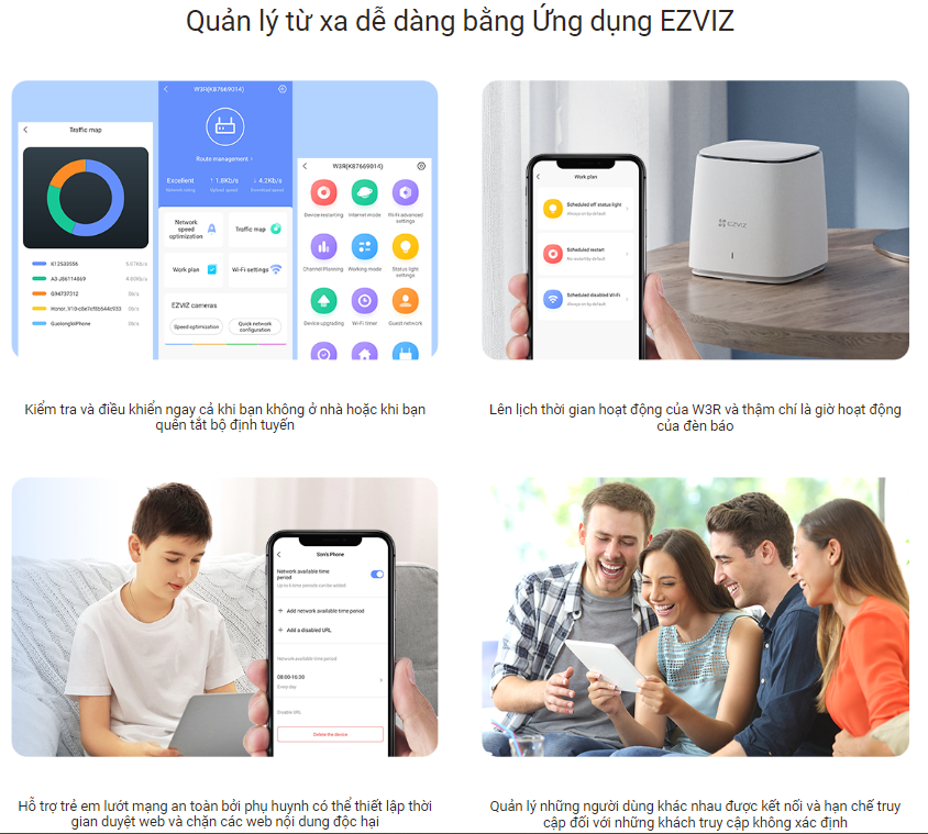 Bộ phát Wi-Fi Mesh 6 Ezviz CS-W3R-R100-X1G8GM, chuẩn AX1800, dùng bổ trợ sóng wifi cho Camera Ezviz