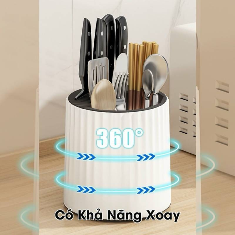 ỐNG NHỰA MICA ĐỰNG DỤNG CỤ NHÀ BẾP ĐỂ BÀN XOAY 360 ĐỘ (T24) (CÁI)