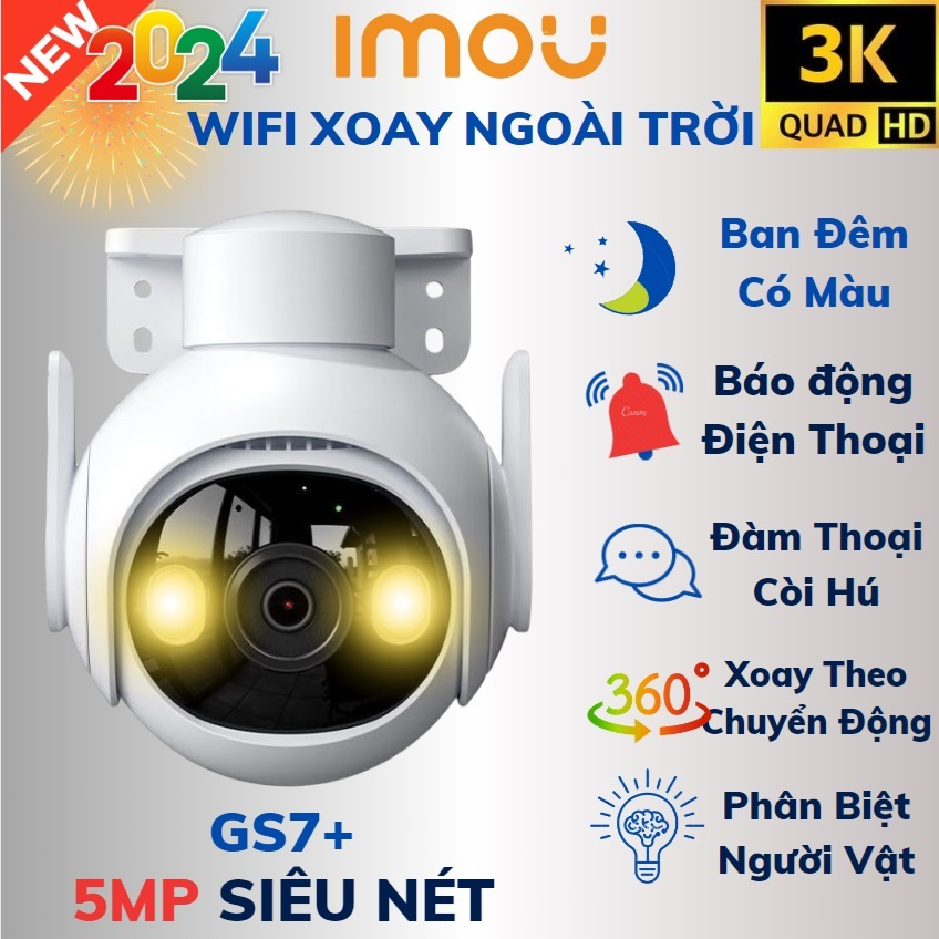 Camera Wifi Imou 5MP GS7 series  | 3K | Ban đêm có màu | Tích hợp LOA, đàm thoại 2 chiều GS7EP-5M0WE (Full Option)