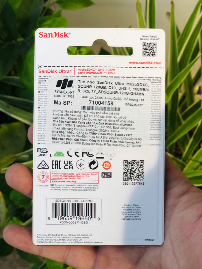 Thẻ Nhớ 128GB SANDISK (Hàng chính hãng | Đã VAT | Bảo hành 7 năm | Hộp 100c)