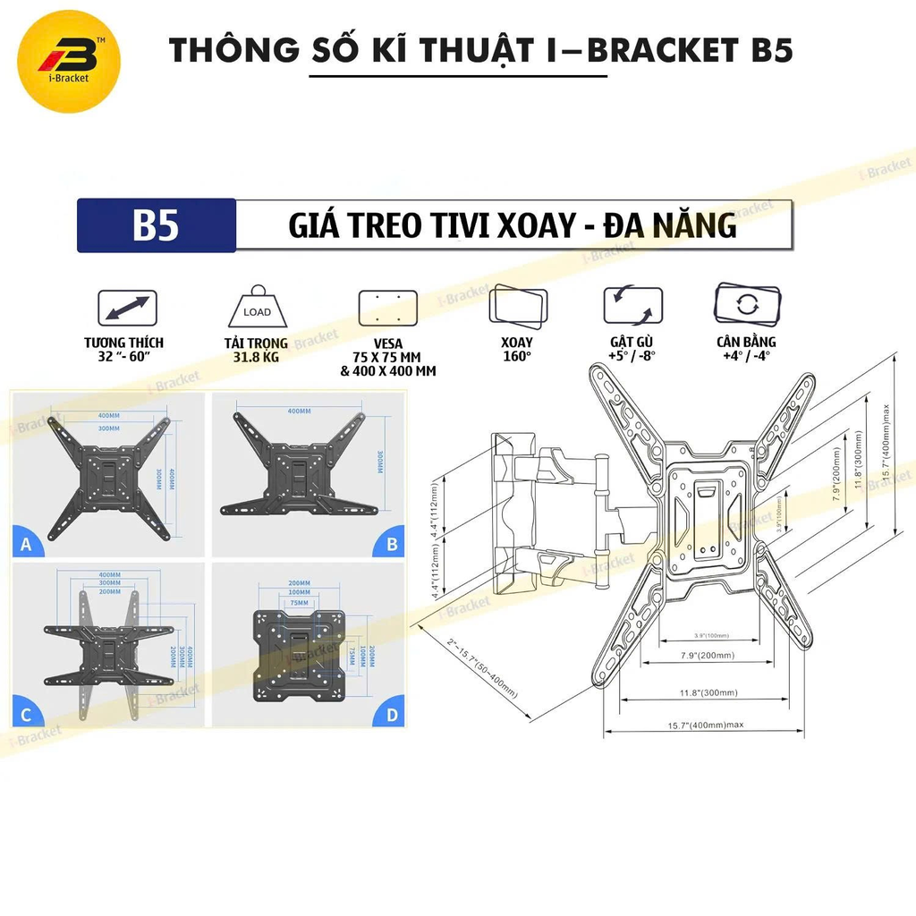Giá treo Tivi Xoay B5 (32