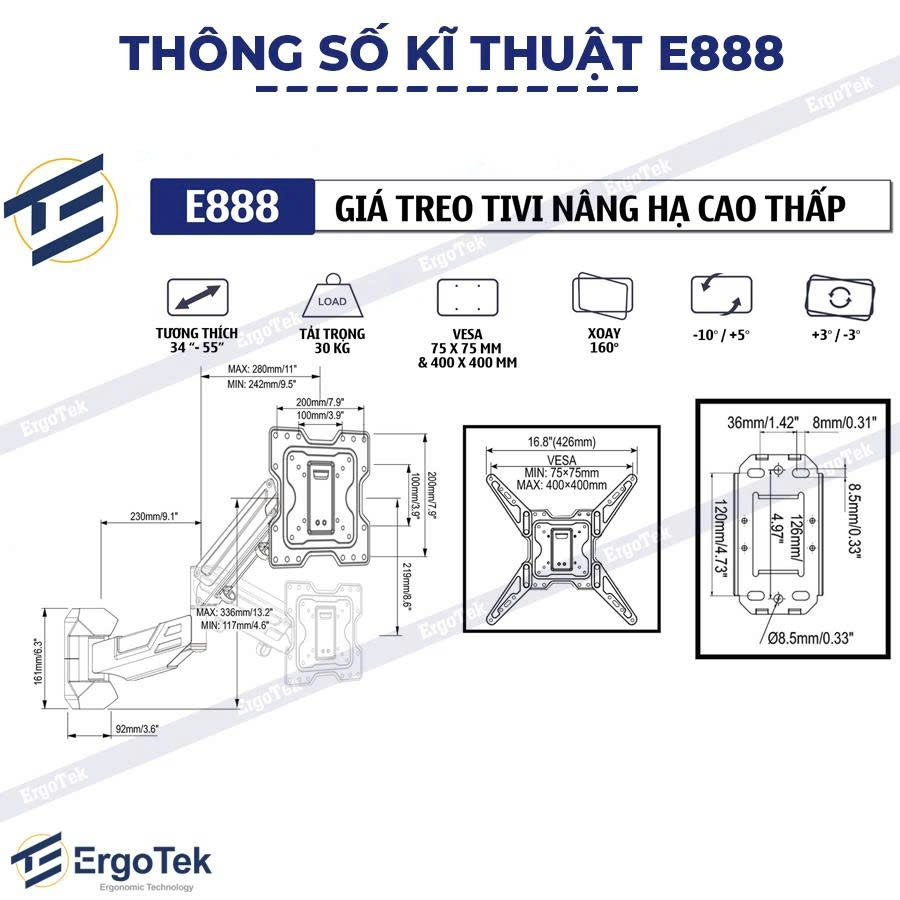 Giá Treo Tivi Xoay Đa Năng E888 (34