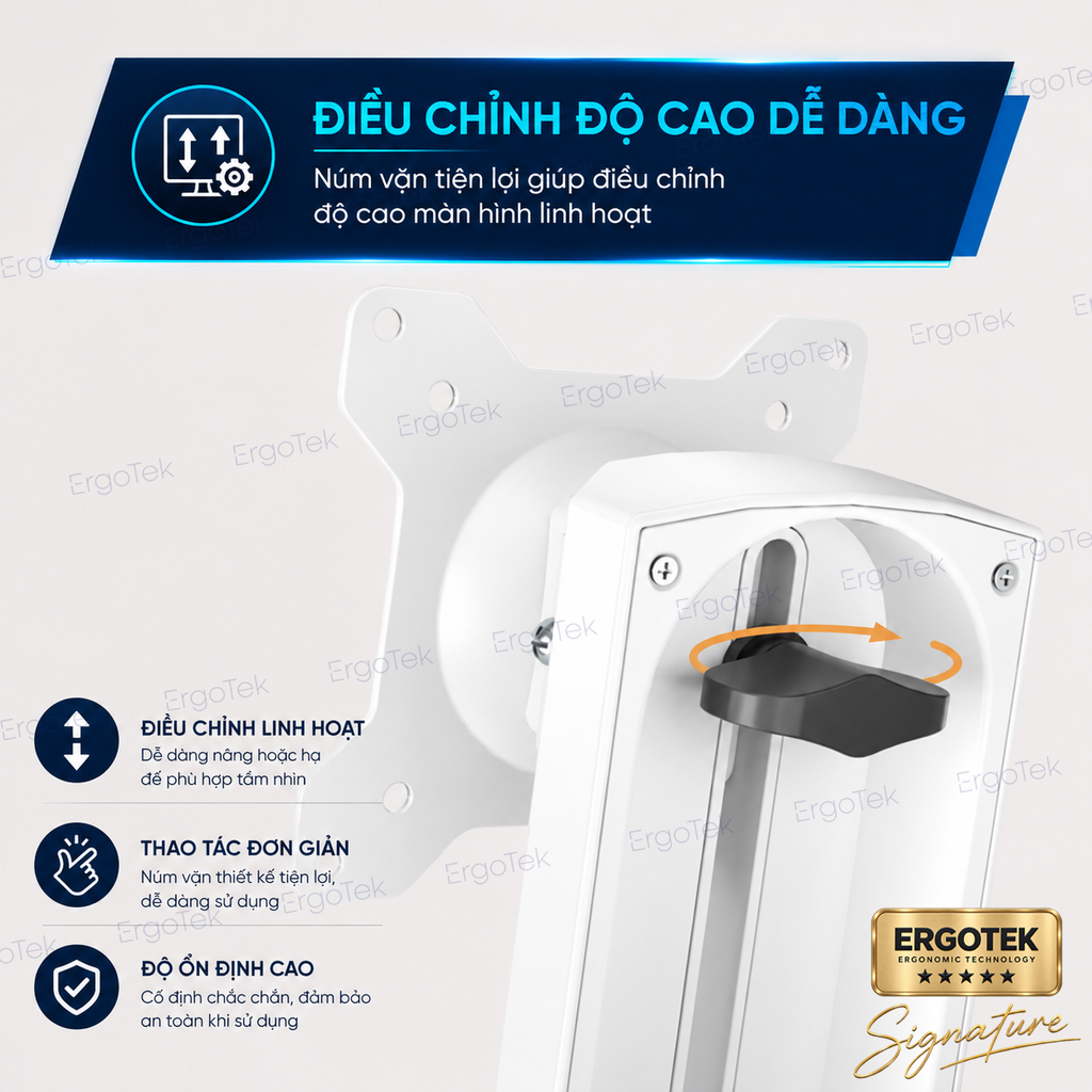 Giá treo màn hình máy tính máy tính và bàn phím ErgoTek E666 (17″-35″) - Trắng