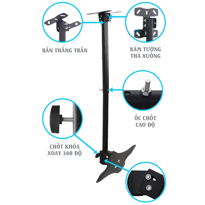 Giá treo tivi thả trần ErgoTek E525 24″ – 43″