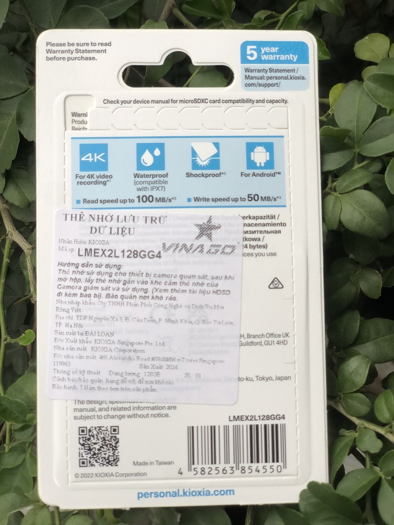 Thẻ Nhớ 128GB KIOXIA (Hàng chính hãng | Bảo hành 5 năm | Hộp 20c) - Khuyên dùng với CAMERA REOQOO
