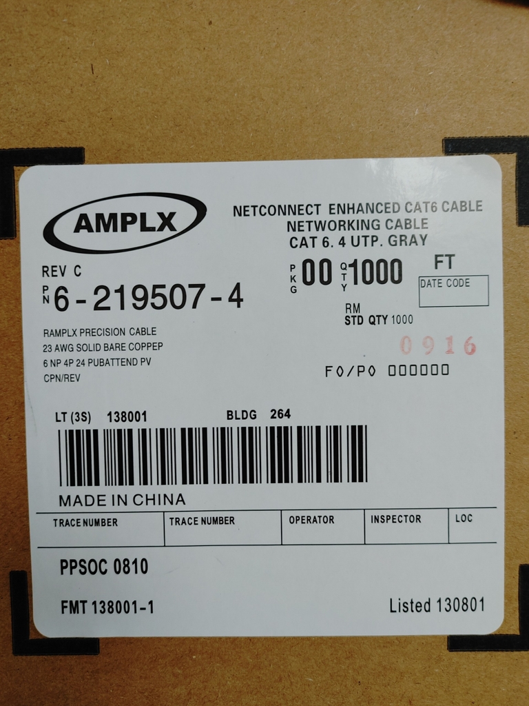 Cáp mạng RJ45 chuẩn CAT6 AMPlx mã 0916- CÓ CHỐNG NHIỄU - 1 Cuộn 26KG - 400 x 400 x 250 mm