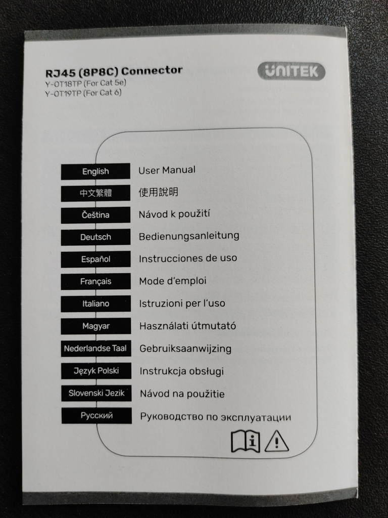 Hộp 100 cái Hạt mạng UTP RJ45 CAT 6 Y-OT19TP chính hãng Unitek