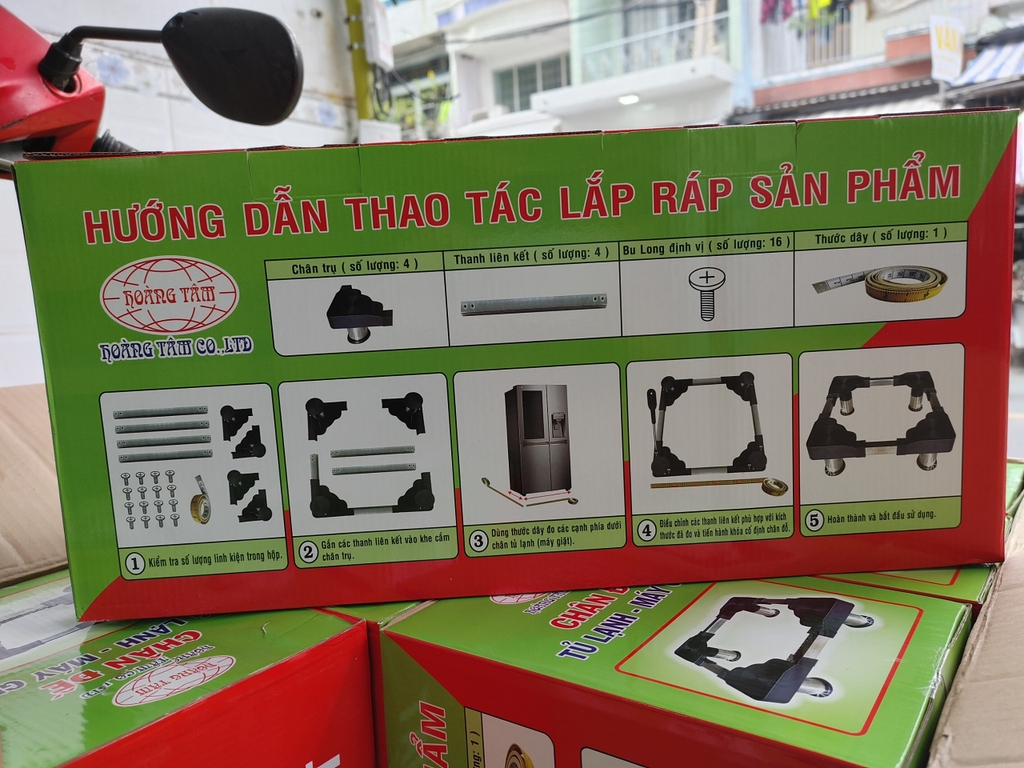 Chân máy giặt tủ lạnh Hoàng Tâm HT800 (550mm – 770mm)  ( mẫu lớn, loại tốt | 10C/T )