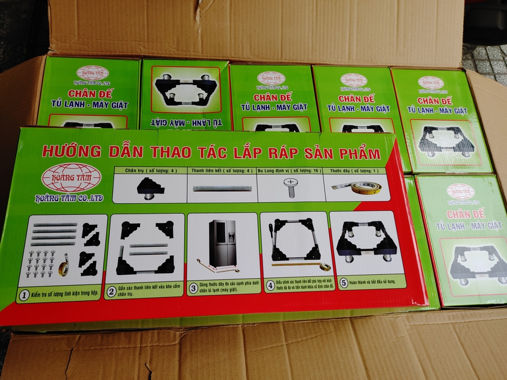 Chân máy giặt tủ lạnh Hoàng Tâm HT800 (550mm – 770mm)  ( mẫu lớn, loại tốt | 10C/T )