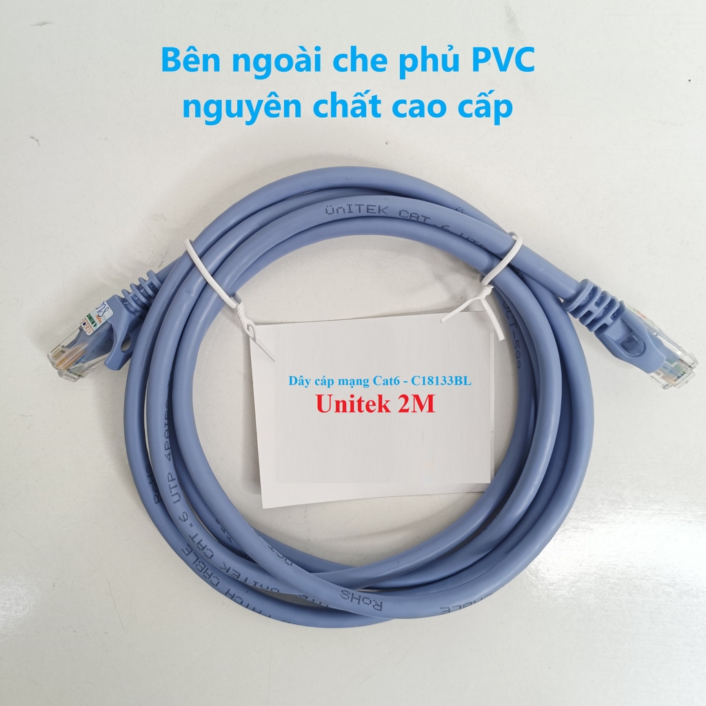 Dây cáp mạng Cat6 có đầu giắc C18133BL- 2M Unitek xanh