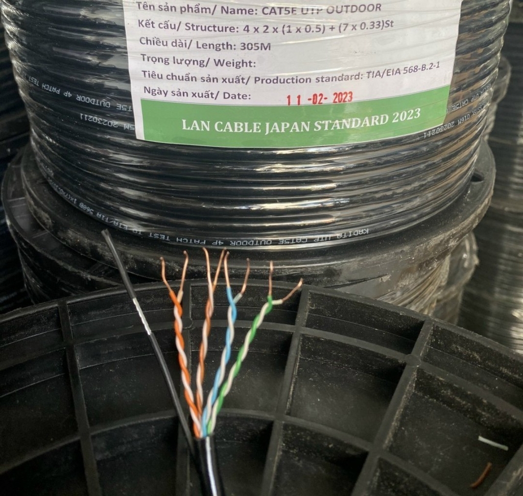 Dây Cáp 8 Lõi Có Cường Lực ( Sợi Cứng ) 305M Chuyên Camera (CAT5E + Cường lực)