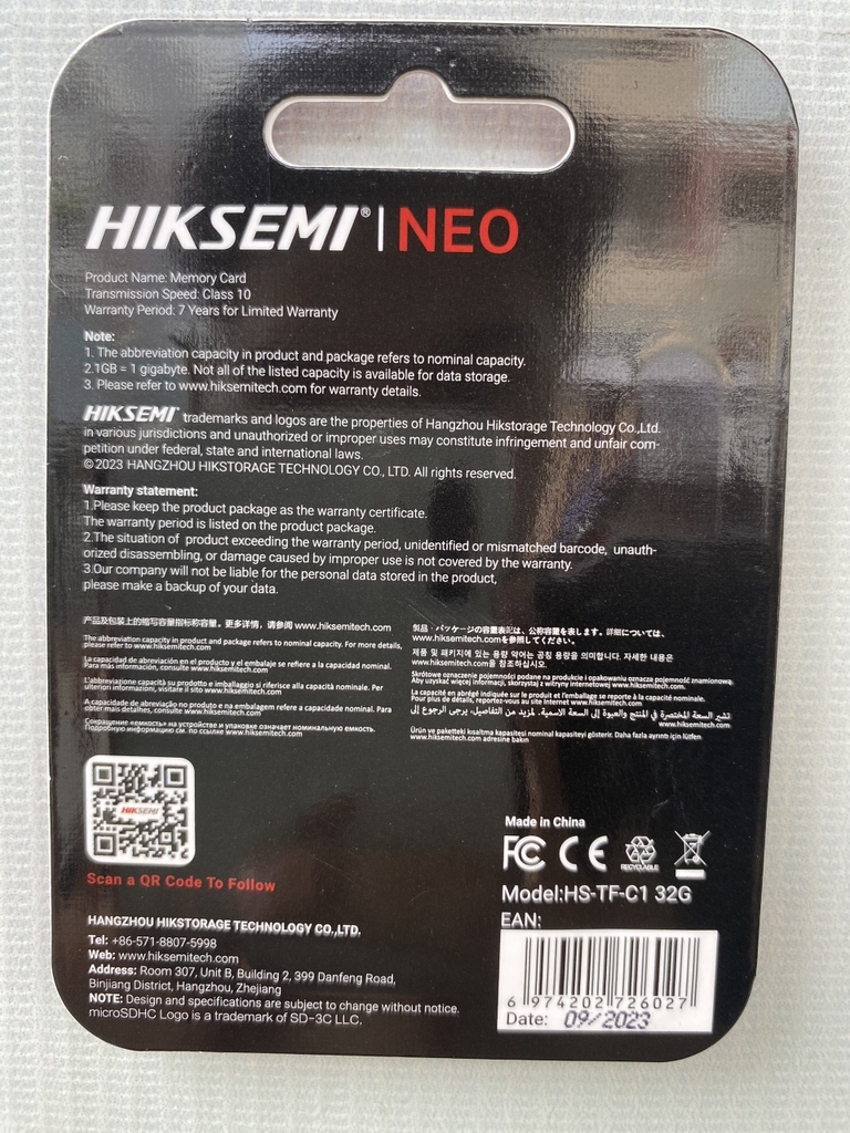Thẻ nhớ 32GB HIKSEMI NEO C1 màu đỏ (Lifetime | HS-TF-C1-32G | Hộp 50 cái)