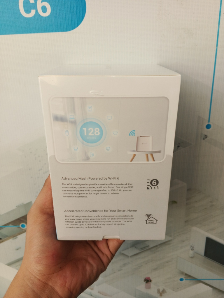 Bộ phát Wi-Fi Mesh 6 Ezviz CS-W3R-R100-X1G8GM, chuẩn AX1800, dùng bổ trợ sóng wifi cho Camera Ezviz