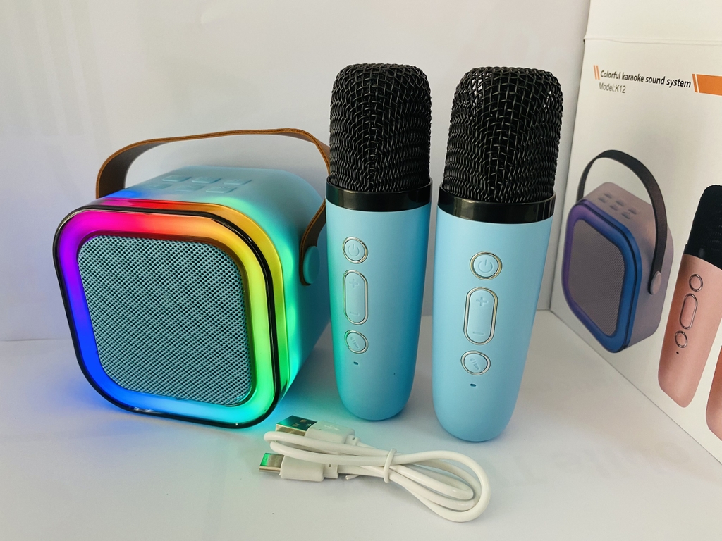 Loa bluetooth mini karaoke K12 KHÔNG DÂY kèm 2 micro - Size M - HÀNG BAO TEST