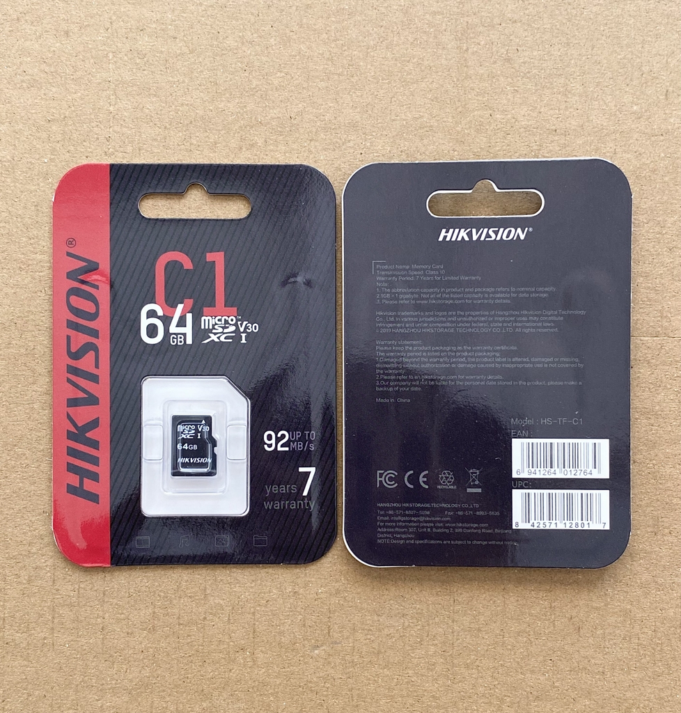 Thẻ nhớ 64GB HIKVISION C1 màu đen (Lifetime | Hộp 50c HS-TF-C1-64G )