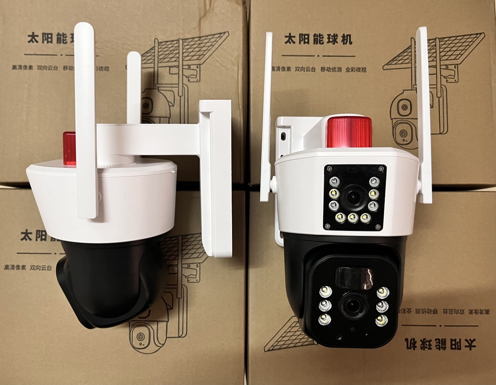 Solar Camera 4G YOOSEE TG37 6MP trắng 2 mắt 2 khung hình, khe sim 4G - Mẫu Mới (15 LED + Còi báo động đỏ + App: ESEECLOUD)