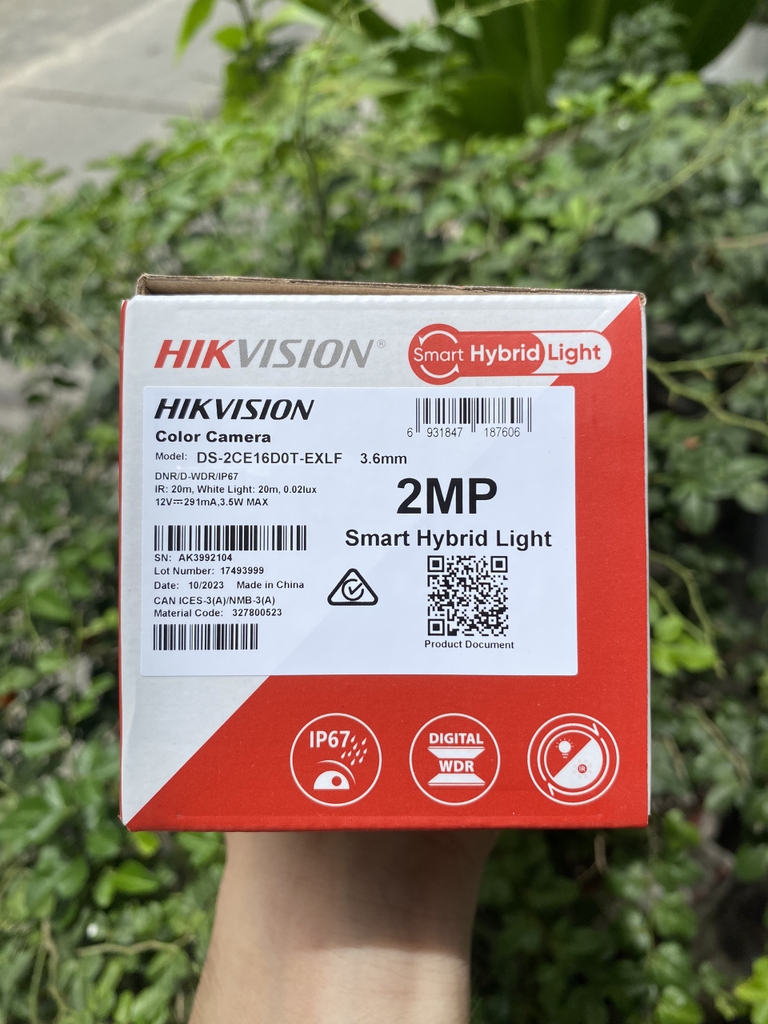 Camera TVI Hikvision DS-2CE16D0T-EXLF (Vỏ kim loại) đèn kép Hồng Ngoại & Ánh Sáng Trắng (3 chế độ thông minh)