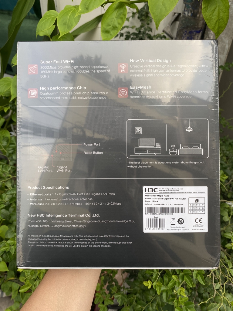 Bộ phát Wifi 6 - 3000Mbps  / Thiết bị thu phát vô tuyến H3C Magic NX30 (9801A4EP) - Bảo hành 3 năm