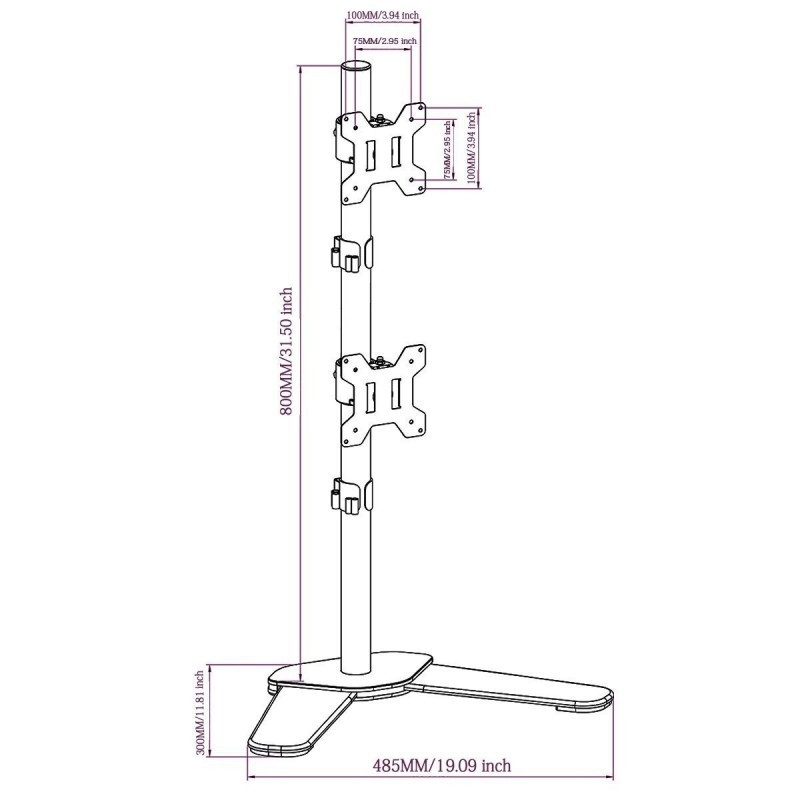 Tay đỡ 2 màn hình xoay EZ47 đặt bàn ( 19''-27'')