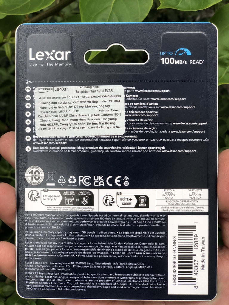 Thẻ nhớ Lexar 256GB MicroSDXC U3, V30, U1 R/W 100/45 (With Adapter | MH | 5 năm) - Hộp 50c
