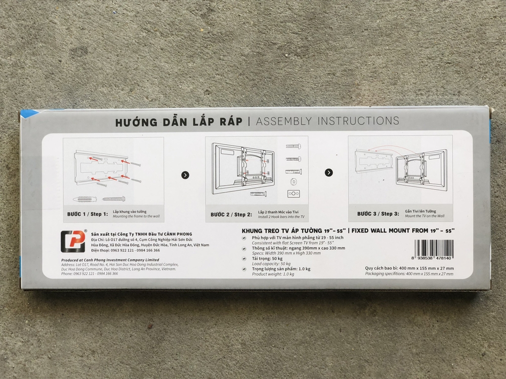 Khung treo tivi CỐ ĐỊNH Cảnh Phong M43T (19