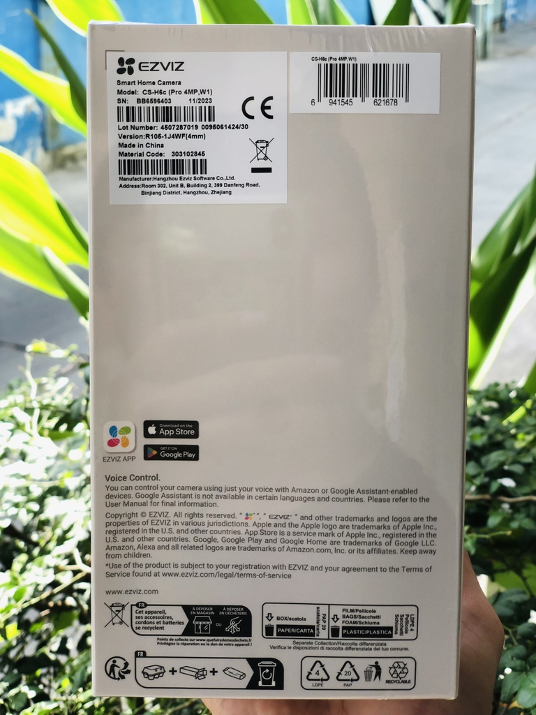 Camera Wifi EZVIZ H6C PRO 2K+ 4MP (Ban đêm có màu + Gọi điện + Human + 512GB + TypeC)