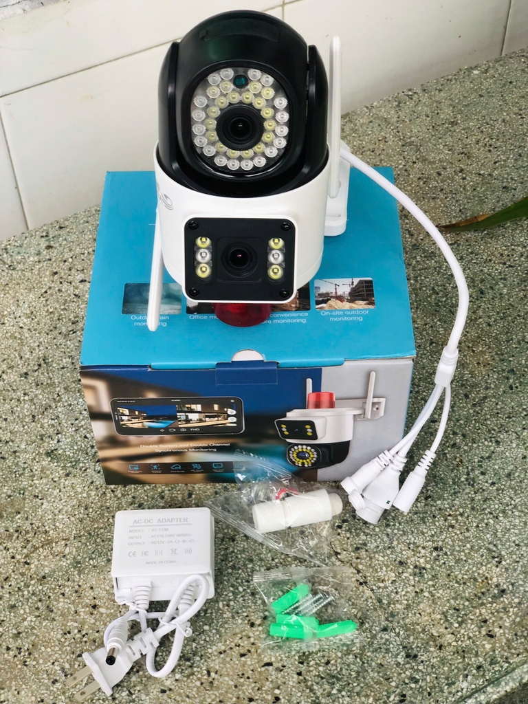 Camera Wifi 9MP Yoosee QPT366-B có ĐÈN BÁO ĐỘNG ĐỎ | 4K | Ngoài trời | 2 ống kính 2 khung hình (Hình OVAN)