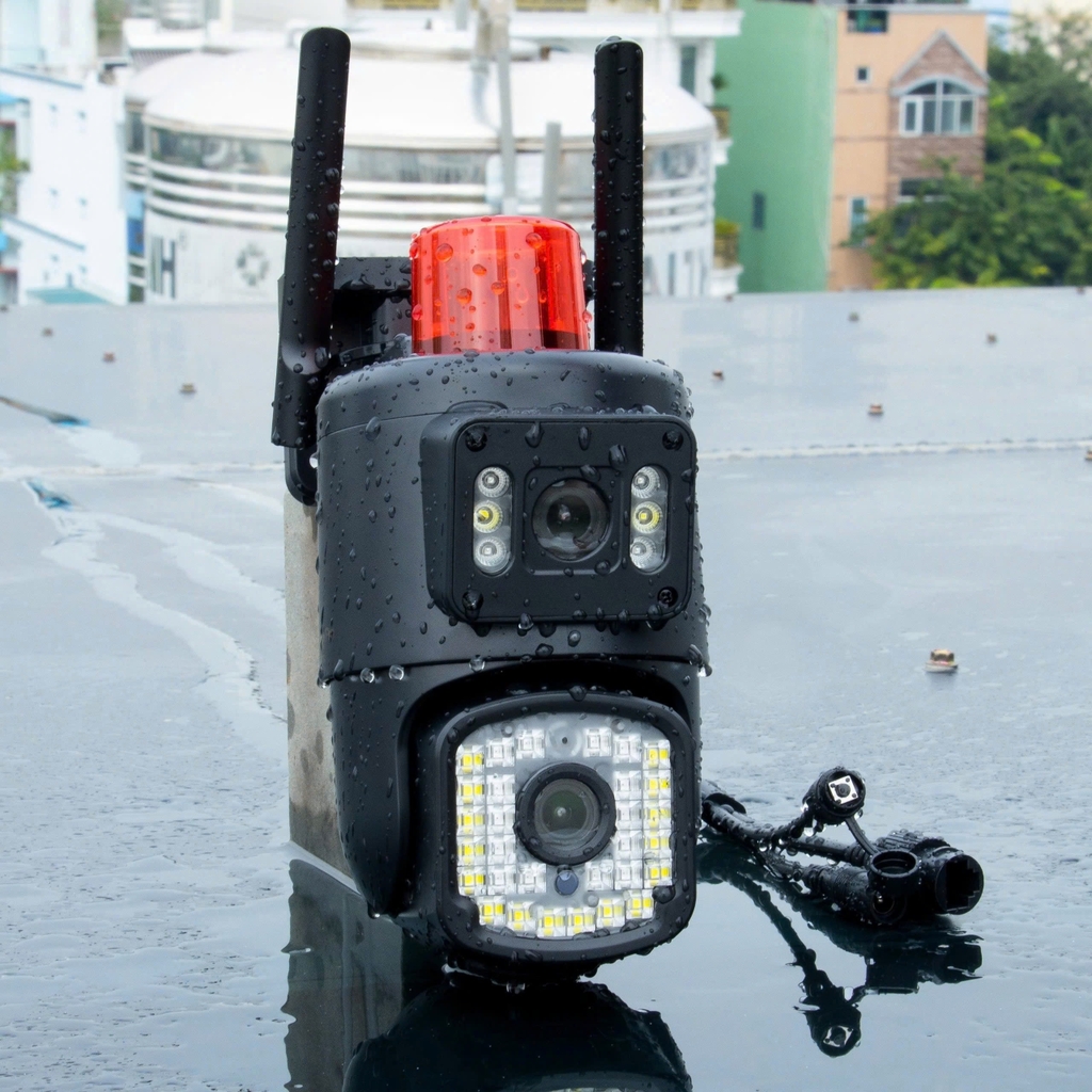 Camera Wifi 12MP Yoosee F36 - Black CÓ LED | 4K | Ngoài trời | 2 ống kính 2 khung hình