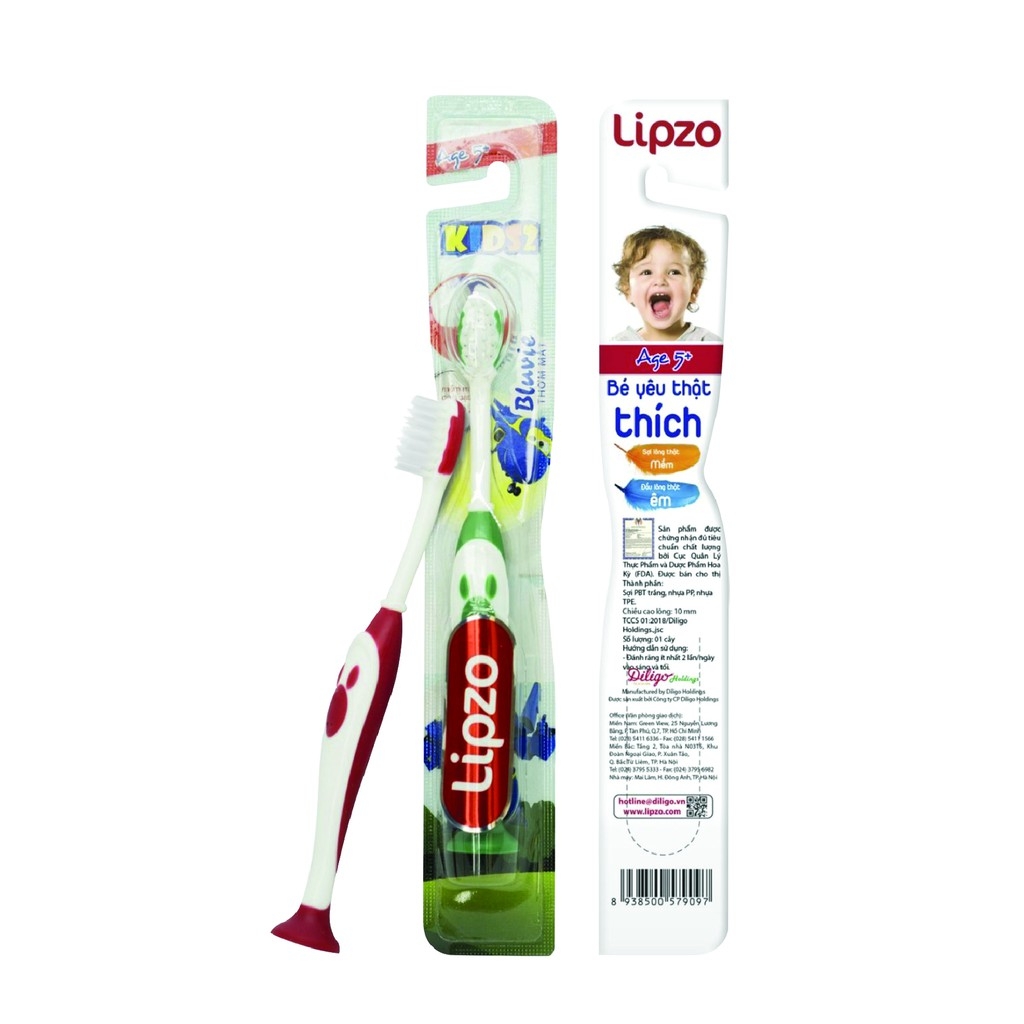 Combo 3 Bàn Chải Đánh Răng Lipzo Kids2 Hình Thú Ngộ Nghĩnh Lông Chỉ Tơ Nha Khoa Siêu Mảnh Kháng Khuẩn Cho Bé Trên 5 Tuổi