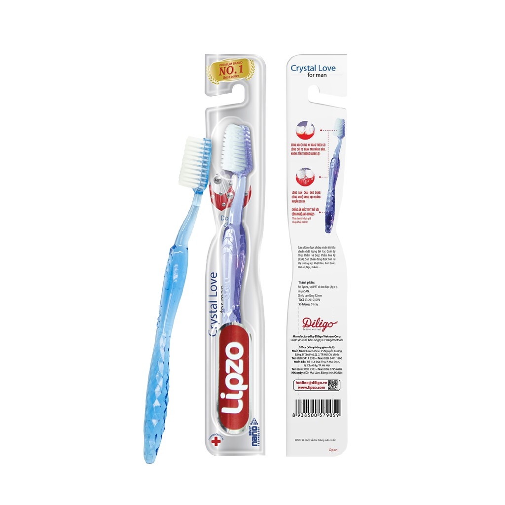 Combo 3 Bàn Chải Đánh Răng Lipzo Crystal Love For Man Cho Nam Giới  Công Nghệ Lông Nở Kết Hợp Chỉ Tơ Nha Khoa Siêu Mềm