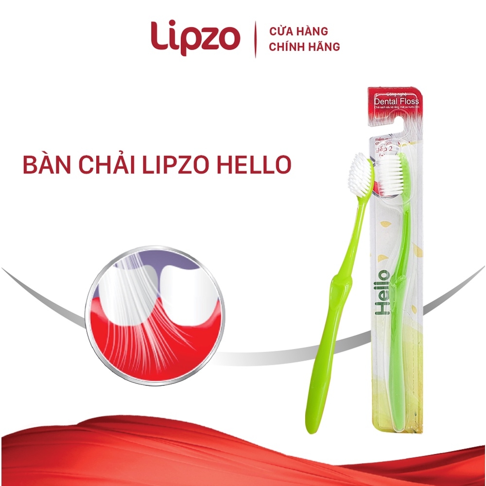 Combo 5 Bàn Chải Đánh Răng LIPZO Hello Vỉ Dành Cho Người Lớn Công Nghệ Lông Chỉ Tơ Nha Khoa Siêu Mảnh