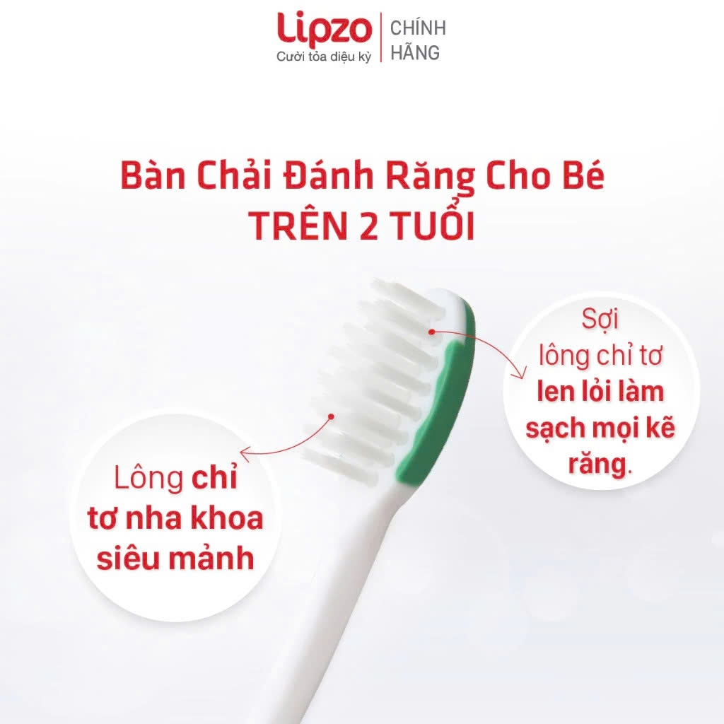 Bàn Chải Đánh Răng Lipzo Kids S2 Hình Thú Ngộ Nghĩnh Siêu Mềm Dành Cho Bé Trên 2 Tuổi