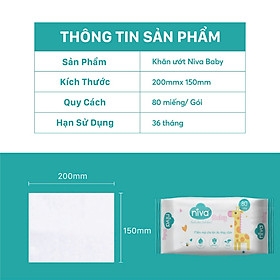 Khăn Ướt Niva Baby 80 Tờ NB1 Đa Năng, Tiện Dụng, Diệt Khuẩn, An Toàn Cho Trẻ Sơ Sinh Phụ Nữ Mang Thai