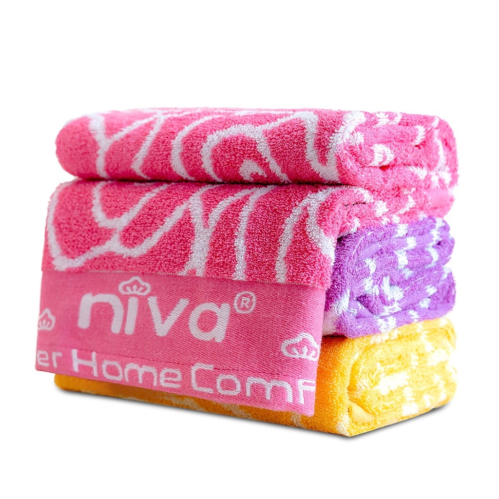 Khăn Tắm Cotton Tự Nhiên 100% Niva BP2 Mềm Mịn Thấm Hút Tốt, An Toàn Cho Da, Hoa Văn Kích Thước 500x1000 mm