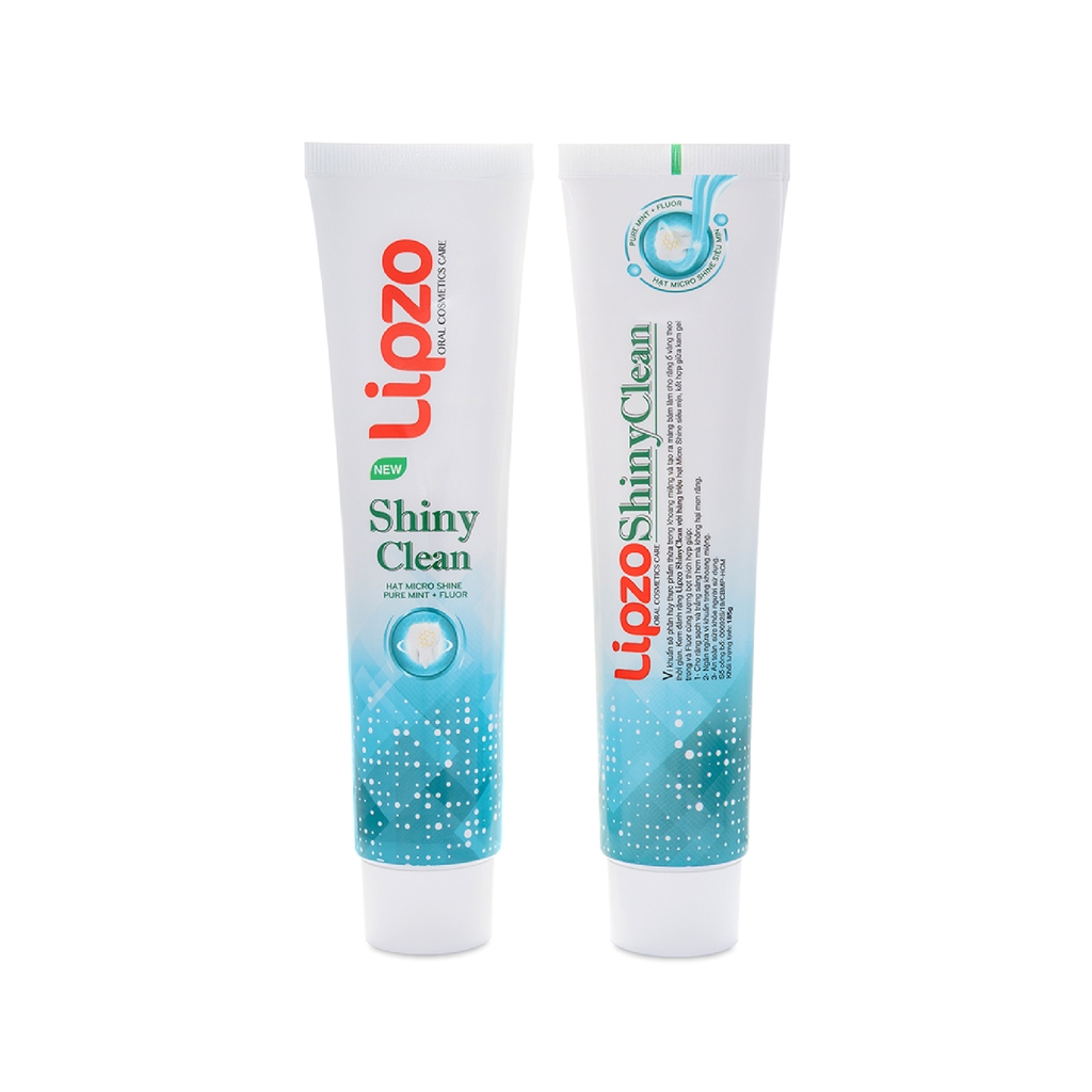 Combo 3 Kem Đánh Răng Bạc Hà Lipzo Shiny Clean Vị The Mát Diệt Khuẩn 185g Khử Mùi, Không Bào Mòn Men Răng Từ Khoáng Chất Vỏ Sò